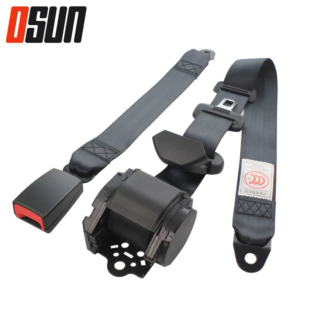 Universal Black Three-point Automatic Seat Belt For Car Stopper Spacing Limit Buckle Clip Retainer Adjustable Seat Belt