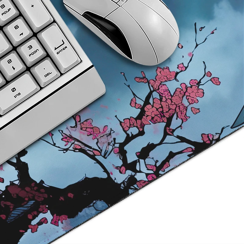 Red Moon Pagoda Ronin Mouse Pad Gaming printon demand New Mousepad XXL Mechanical Keyboard Pad Office Natural Rubber Table Mat