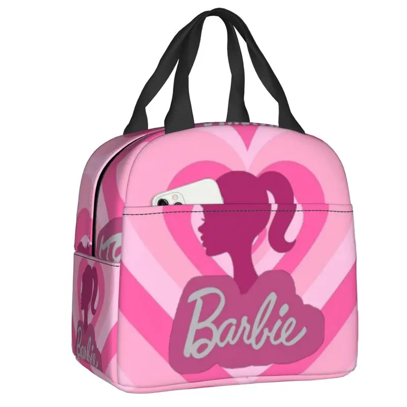 Custom Barbies Love Lunch Bag Women Cooler Warm Insulated Lunch Box for Student School