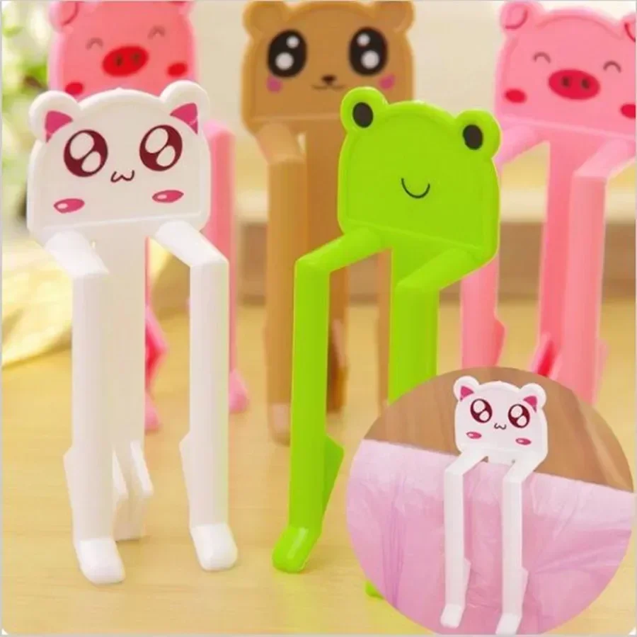 2pcs/set  Lovely Cartoon Animal Practical Trash Can Clamp Plastic Garbage Bag Clip Fixed Waste Bin Bag Holder Rubbish Clip