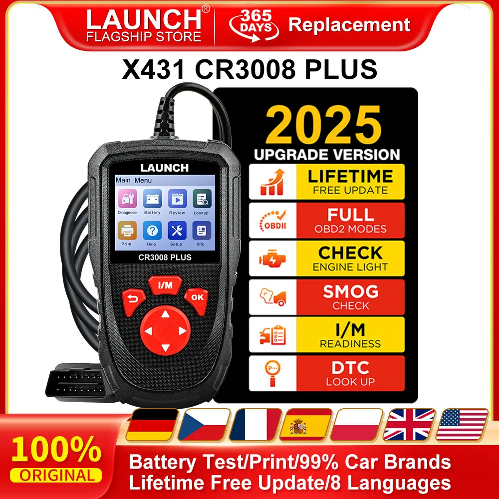 

LAUNCH X431 CR3008 PLUS Автомобильный OBD2 диагностический инструмент ARM сканер DTC просмотр проверки двигателя тест на аккумулятор на весь срок службы бесплатное обновление