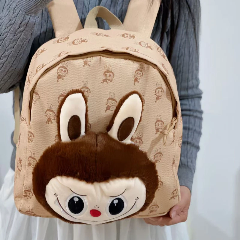 

Kawaii LABUBU Big Head Plush Cartoon Casual Backpack Large Capacity Cute Commuter School Bag Student Gift