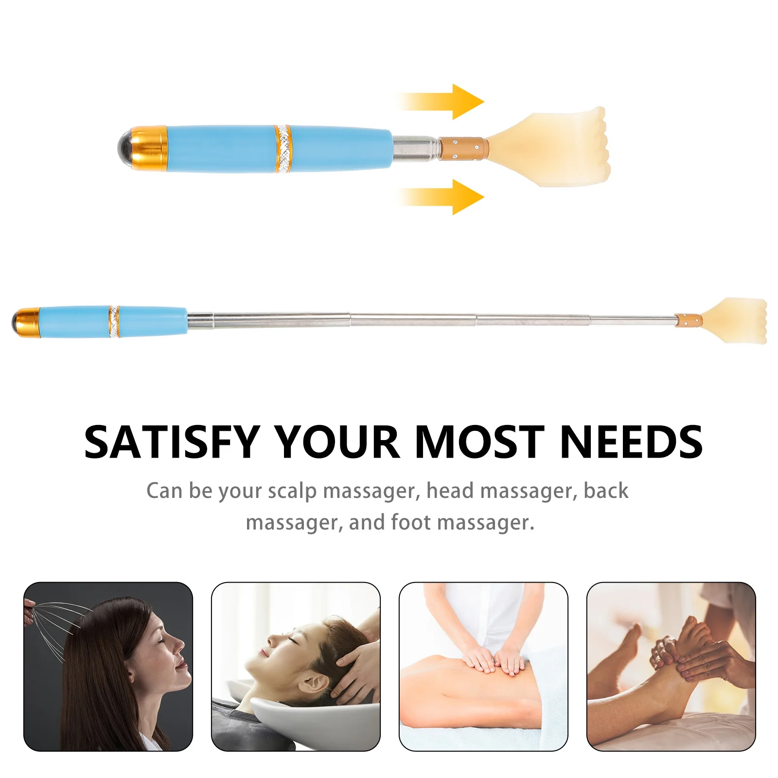 

2 шт. выдвижные массажеры для спины из нержавеющей стали для снятия зуда, прочный металлический массажер для расслабления