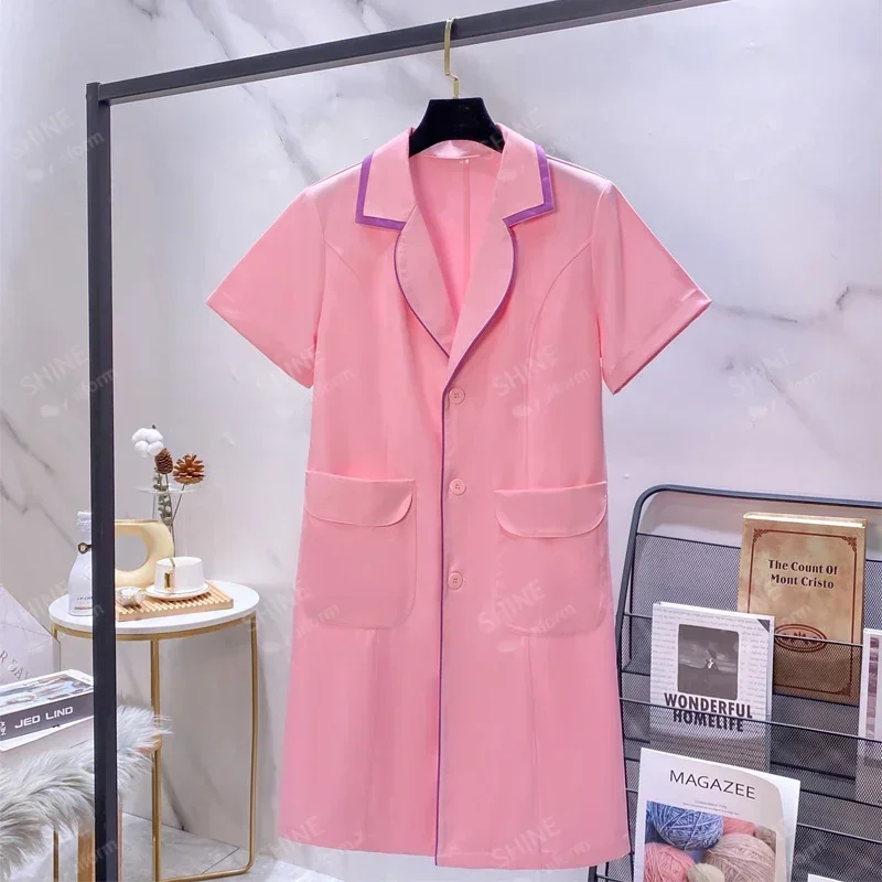 

Женский салон, спа-халат, розовая косметическая форма с косметологическим платьем, униформа, скрабы, лабораторное пальто, спа-розовый халат, экспериментальная рабочая одежда