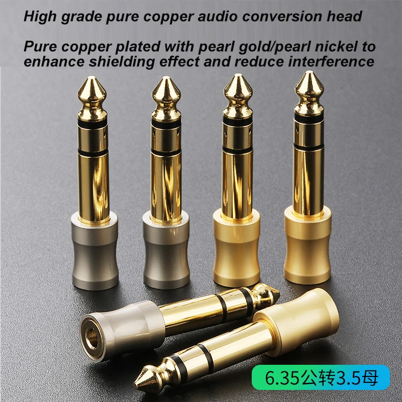 1 Pcs Pure Copper Audio Converter Head RCA6.5 To 3.5 Headphone Converter Audio Adapter Microphone Guitar Speaker Audio Plug