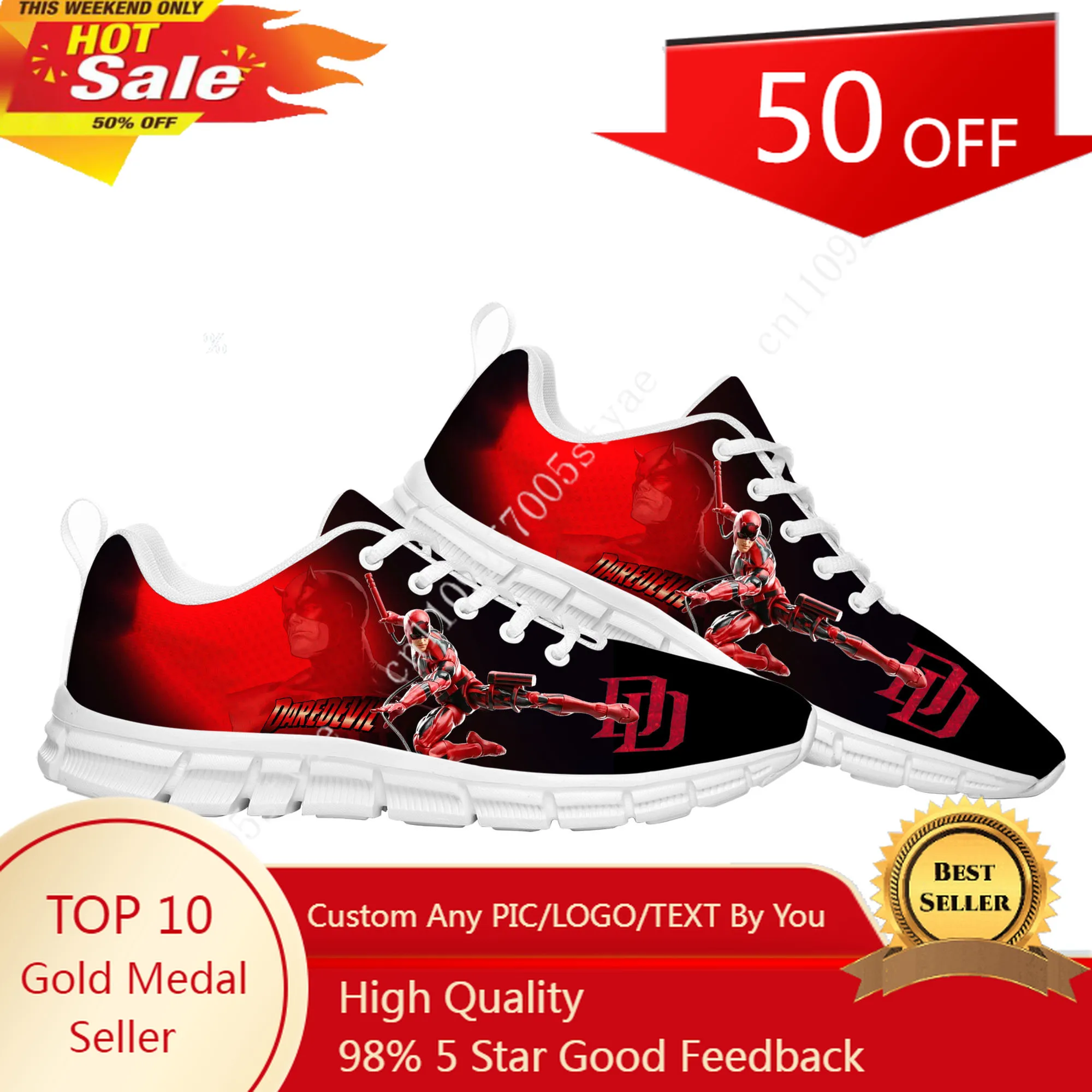 ​Marvel Daredevil Sports Shoes DD Logo Print Mens Womens Stylish High-QualityCustom Sneakers Lightweight Casual Running Sneaker