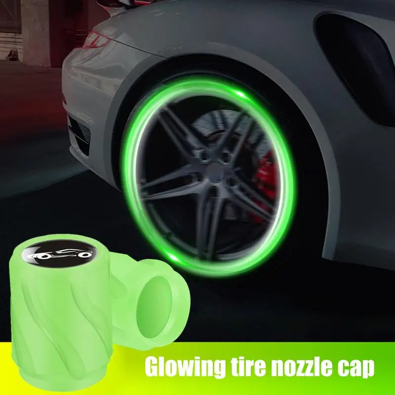 Univers-al Lumin-ous Tire Valve Cap Car Wheel Hub Glowing Dust-proof Decorative Tyre Rim Stem Covers Applicable Motorcycle Bike