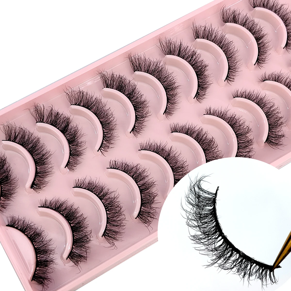 HBZGTLAD 10 pairs natural long 3D mink false eyelashes fake lashes makeup kit Mink Lashes extension eye lashes short eyelashes