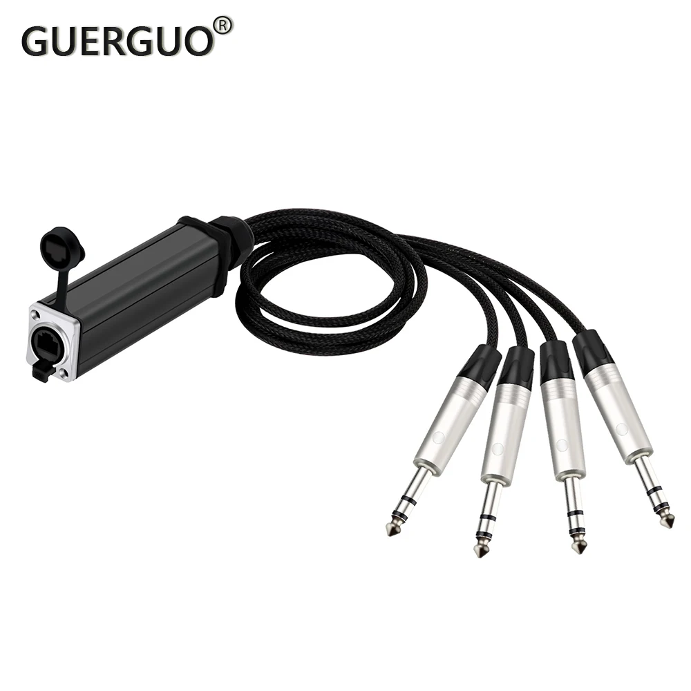 RJ45 Shielded Female to 4 Channel 6.35 Stereo Snake Cable to CAT5 Network Ethercon Cable for Stage and Recording Studio 0.5M-10M