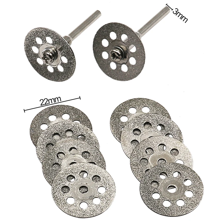 Neuer Bestseller: 10 Stück/Set Mini-Schneidscheiben mit scharfen Diamantspitzen für Dremel-Rotationswerkzeuge, DIY-Werkzeugzubehör mit 2 Stück Stangen. – Detail 2