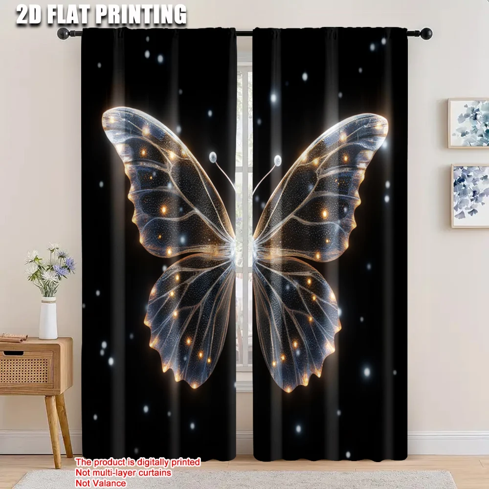 

2pcs, 2D flat printing Curtains butterfly one Versatile Polyester Fabric,Without Electricity Party Decorations Use for aesthetic
