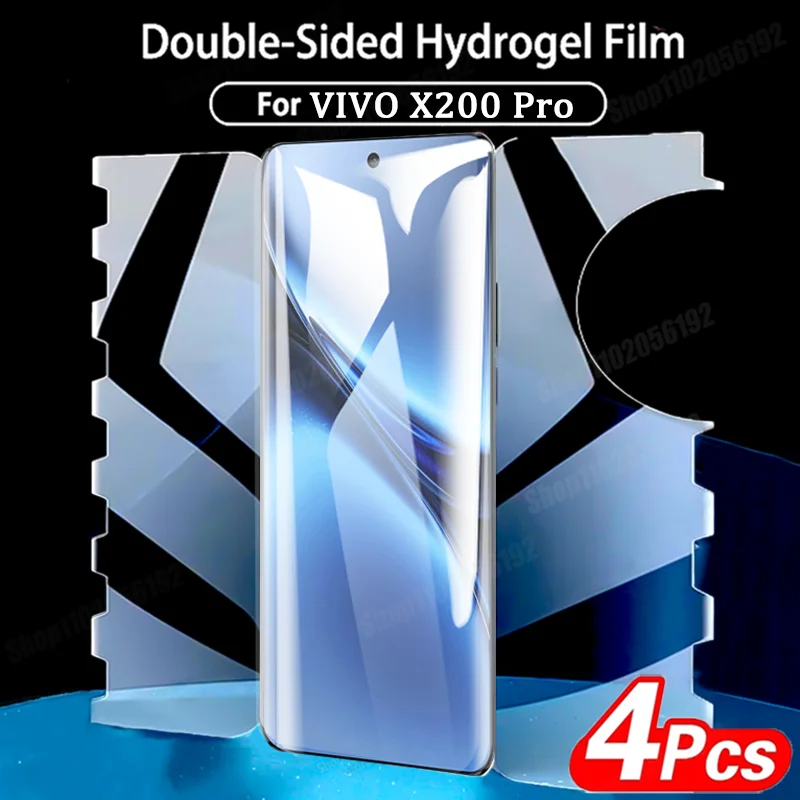 

4PCS 360° Butterfly Hydrogel Film For ViVO X200 Pro Mini X200 Full Cover Screen Protector For ViVO X100 Pro X100 Phone Soft Film
