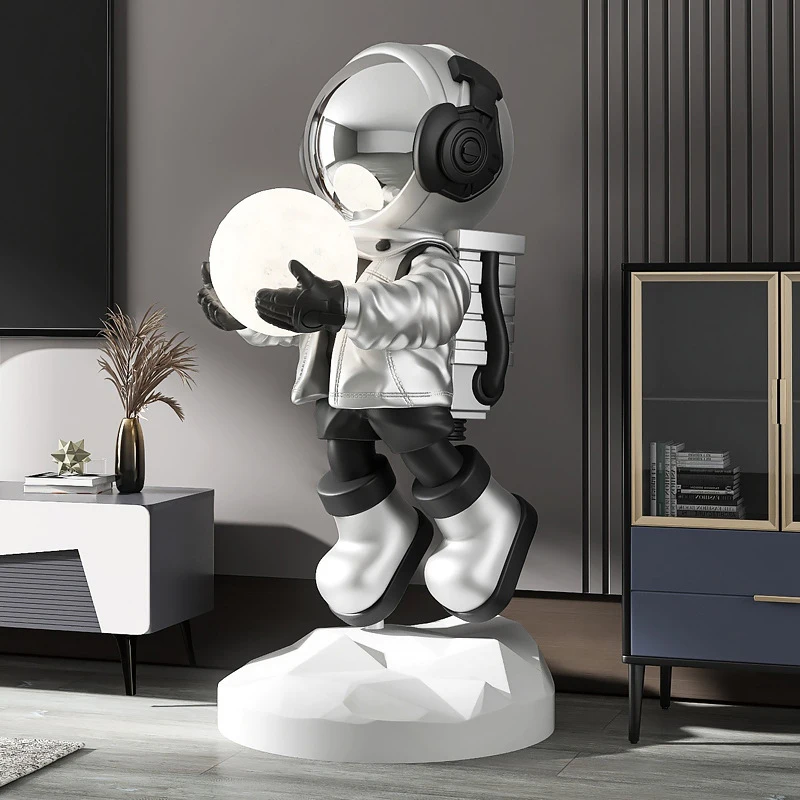 Modern Creativity USB Charging Astronaut Outer Space Moon Floor Lamp Living Room Home Decor Standing Light Bedroom Bedside Lamp