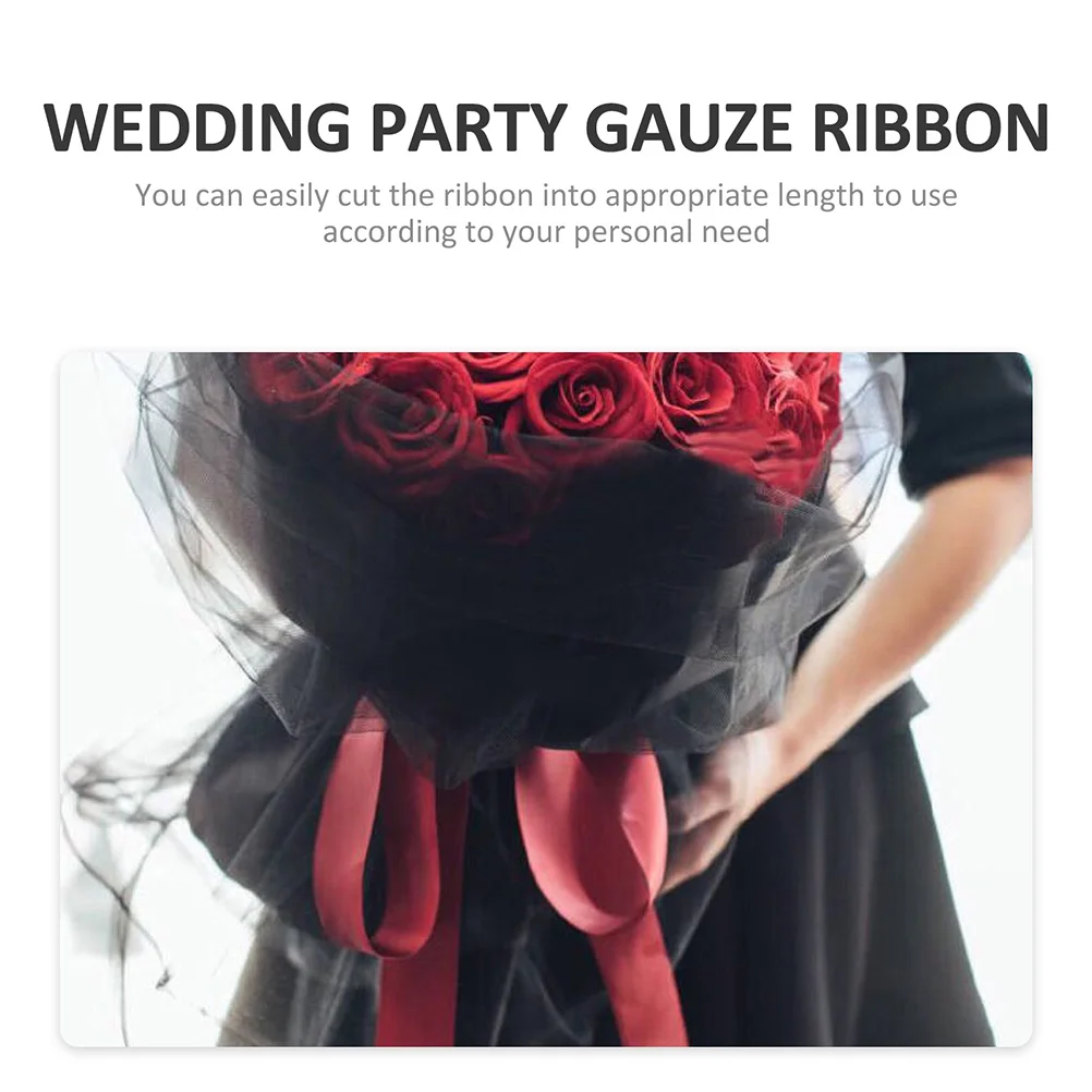 

30M Black Elegant Mesh Gauze Tulle Ribbon Gauze Wedding Decor Mesh Chiffon Fabric Party DIY nament Accessories