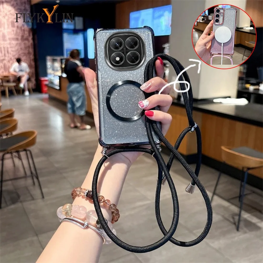 حافظات مغناطيسية شفافة لهاتف Google Pixel 9 9A 9 Pro XL غطاء قلادة بحبل كروس