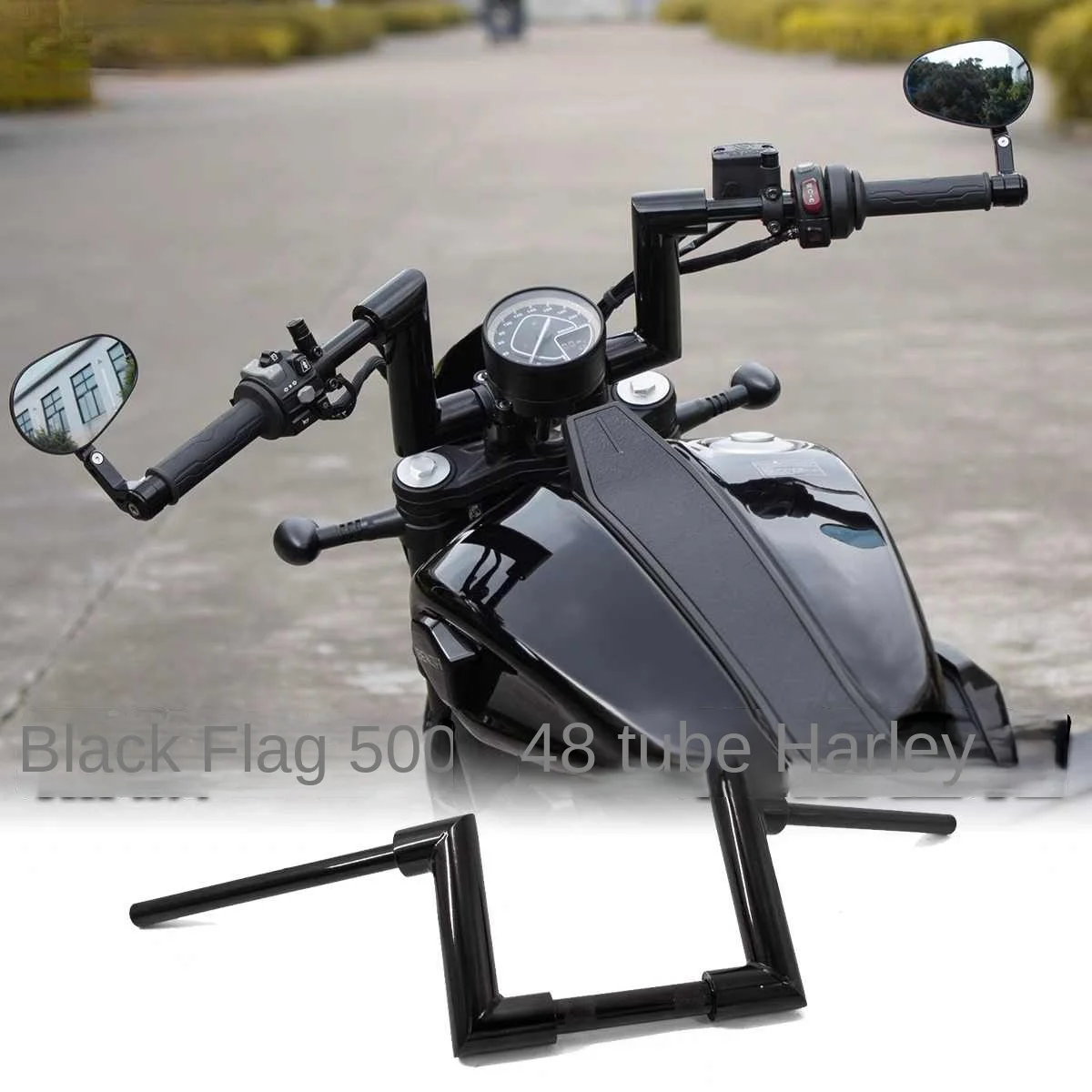 For  Benda Black Flag 500 modified Harlewind direction column, thickened one-line handlebars, high-strength rear-tilting directi