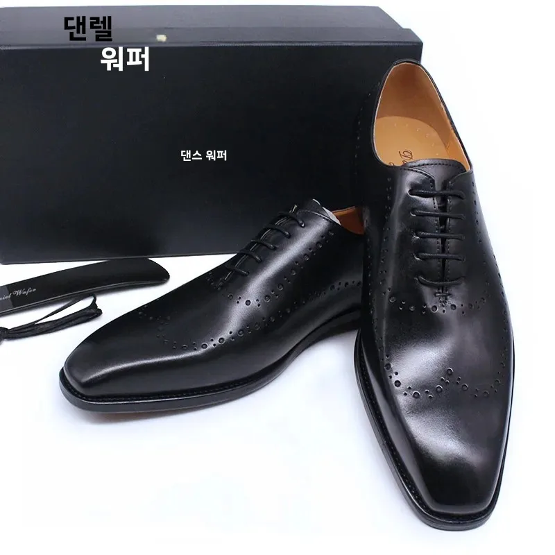 Sapatos masculinos de couro genuíno oxford brogue clássico preto/marrom ponta de asa com cadarço sapatos formais para escritório de casamento