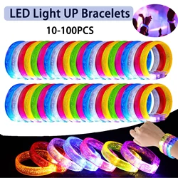 36-100PCS LED Light up Bracelets Flashing Glow Wristbands Glow In The Dark for Kids Adults Concerts Birthday Party Favors