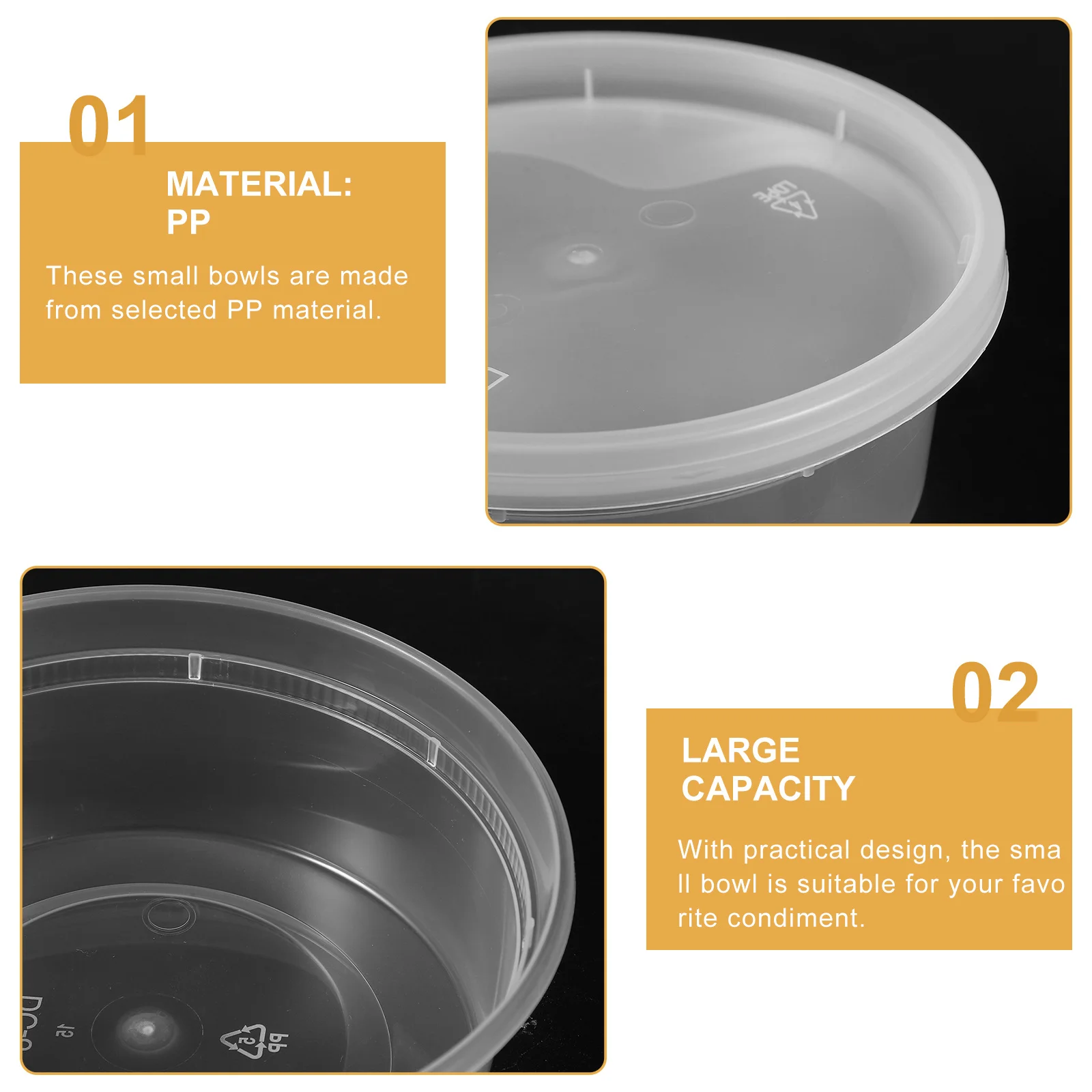 

20Pcs Food Storage Containers Plastic Disposable Condiment Cups Lidded Take-Out Sauce Bowls Packaging Bowls for Picnic Camping