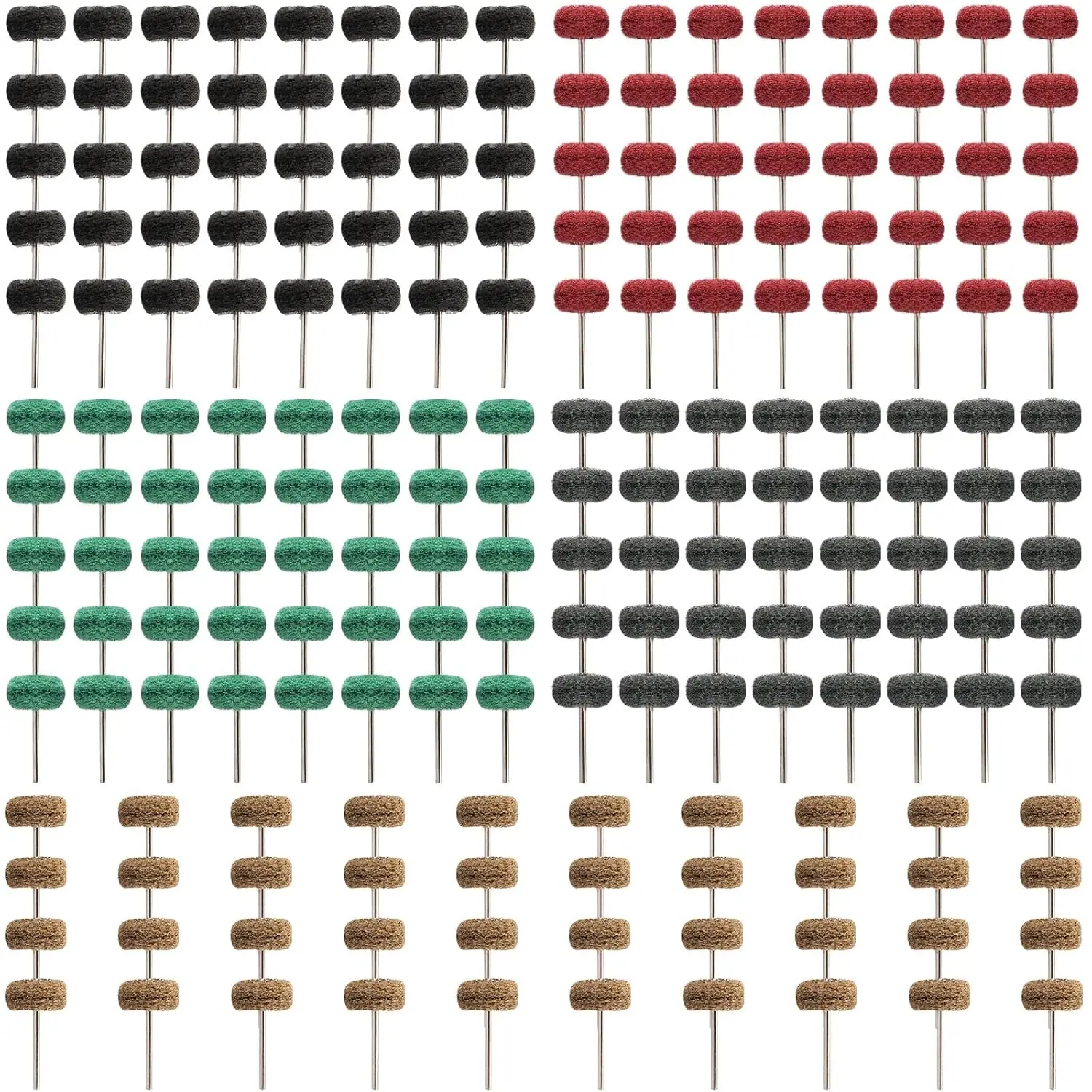 

50/100/200 Pcs Abrasive Buffing Wheels 1 inch Abrasive Buffing Polishing Wheels Burr for Rotary Tools-1/8(3mm) Shank