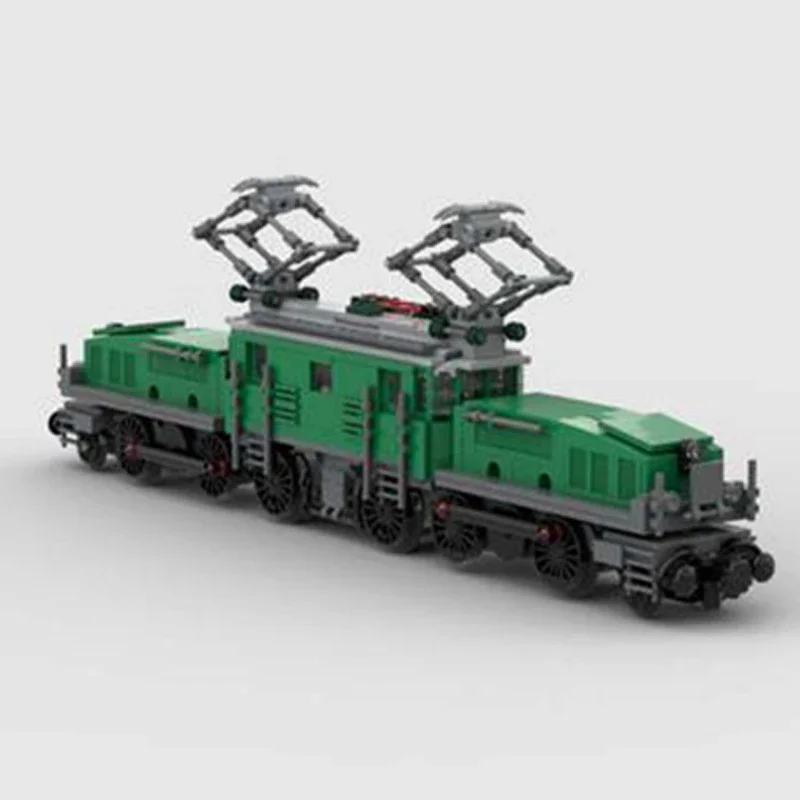 Décennie s de Construction Modulaires en Briques MOC Techniques pour Enfant, Modèle de Train Urbain Crocodile Vert, Jouets à Assembler Soi-Même, Cadeaux