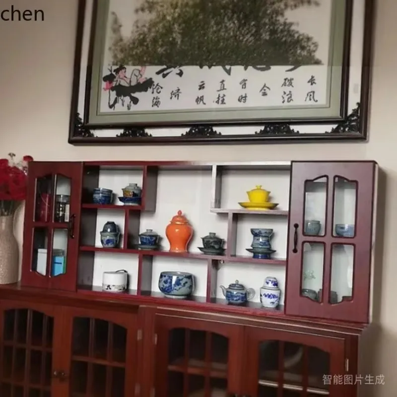 D20 - Wall-Mounted Curio Rack Multi-Treasure Display Shelf Tea Small Ornaments Zisha Teapot Rack