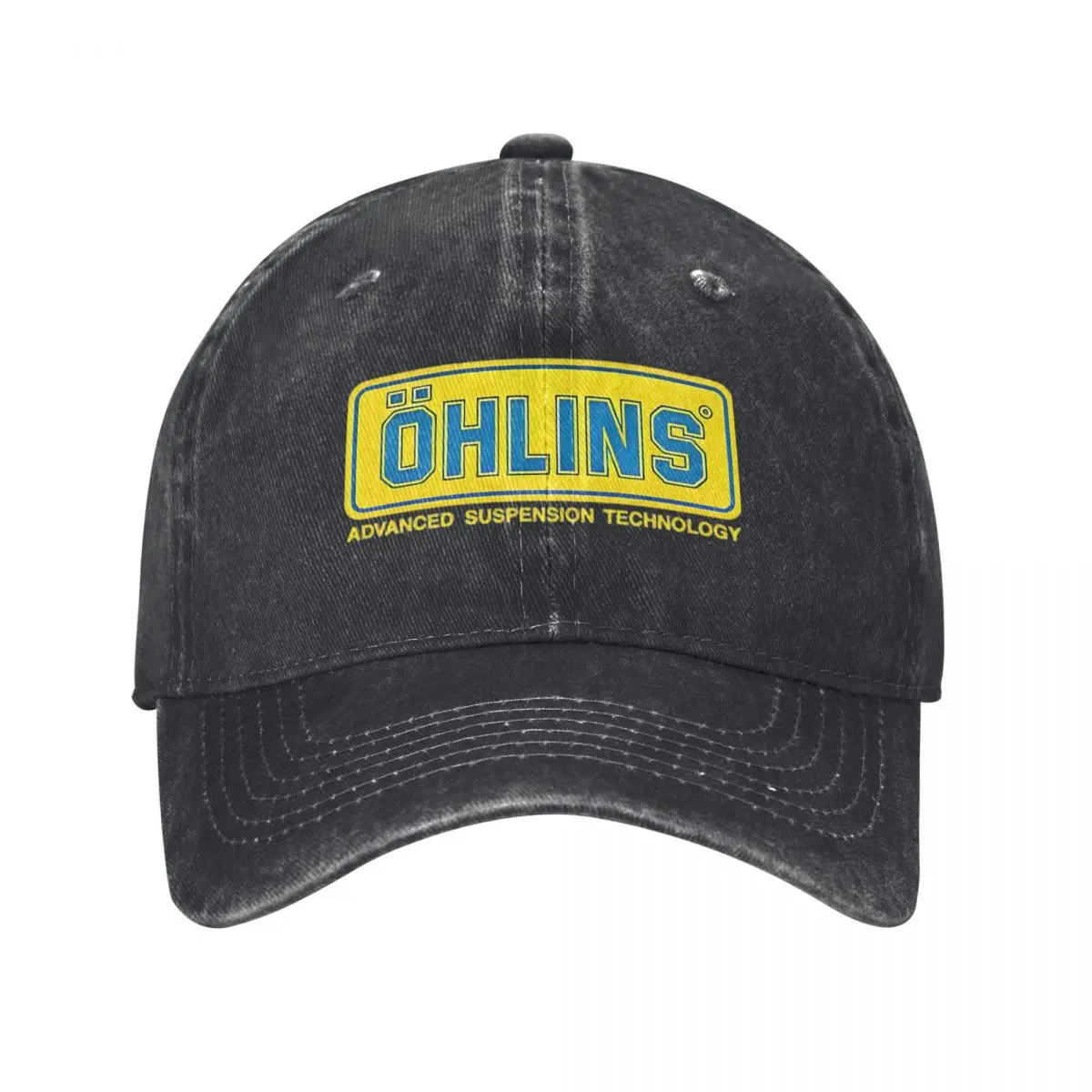 Vintage RACING OHLINS SUSPENSION LOGO Baseball Cap Men Women Distressed Denim Washed Snapback Hat Outdoor Activities Adjustable