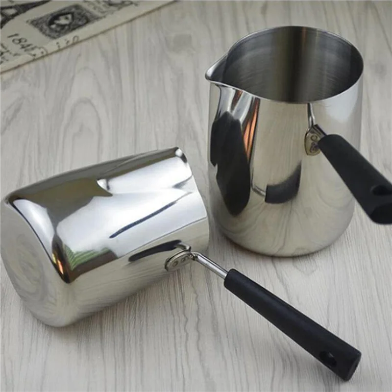 ELEG-2X مقبض طويل وعاء صهر الشمع شمعة الصابون يذوب وعاء الشمع المعطر يذوب إبريق القهوة المعدنية لاتيه، 350 مل