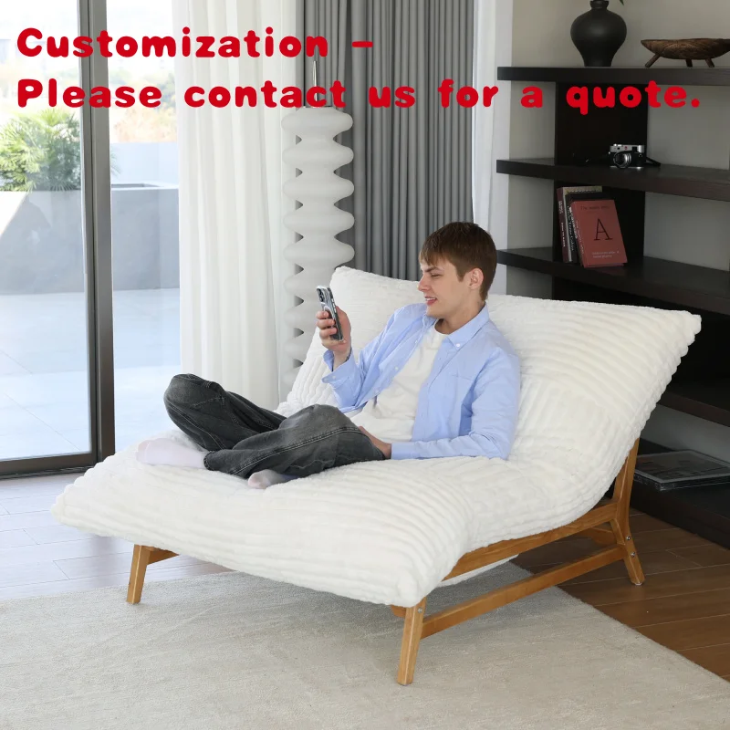 

custom.ATUNUS Nordic Minimalist Lazy Sofa Living Room Corduroy Soft Fabric Vacuum Compressed Beige Lazy Lounge Recliner Sofa Cha