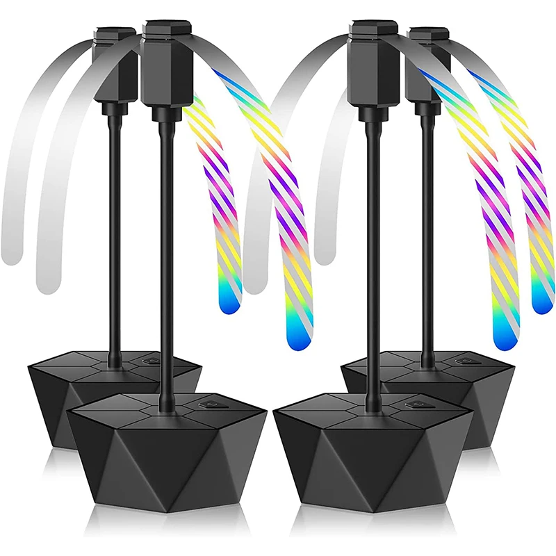 

4pc Fly Fans for Tables with Soft Holographic Blade Fly Spinner Portable Outdoor Picnic Fan for Picnic Restaurant Party Home BBQ