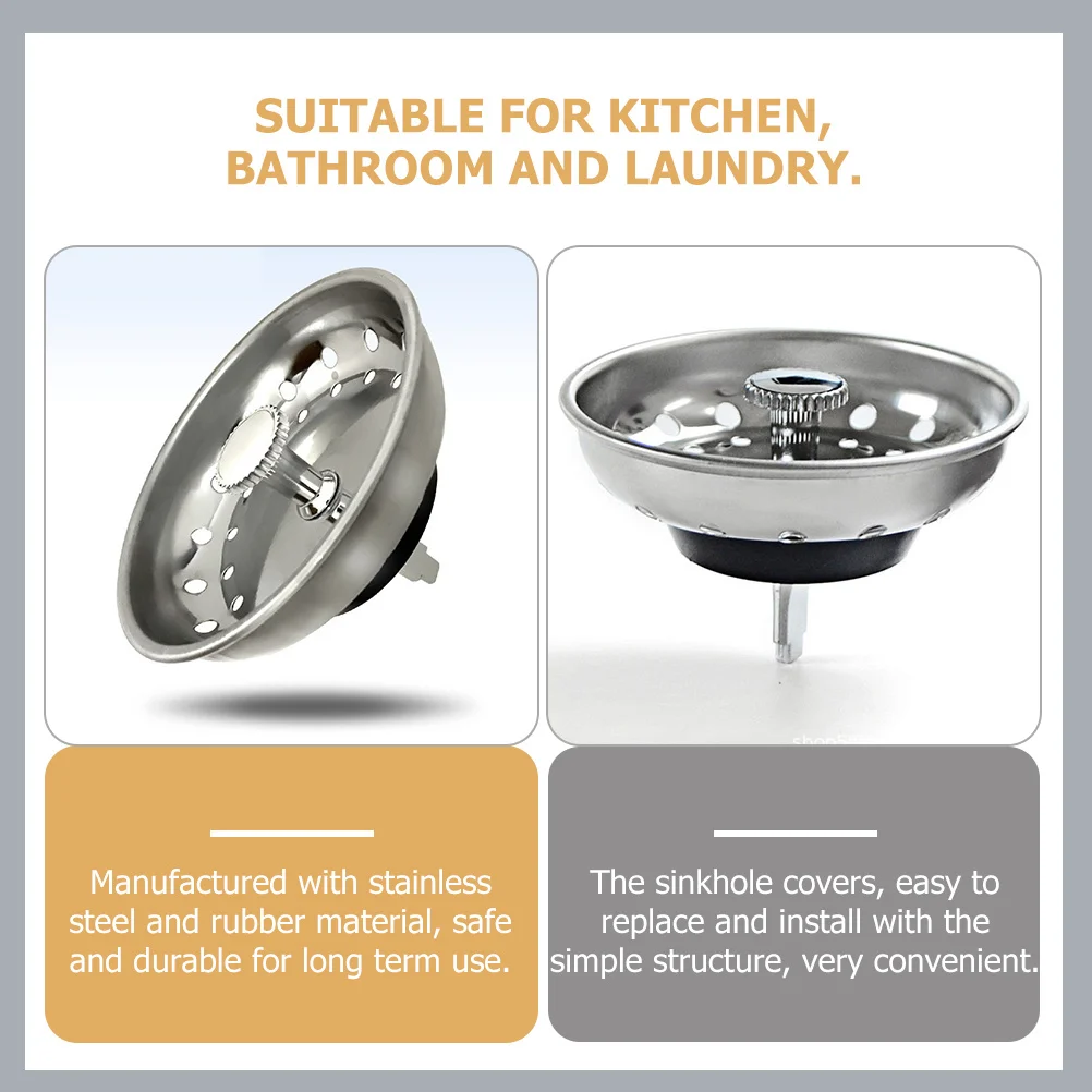 

Sink Drain Cover Kitchen Sink Hole Cover Stainless Steel Rubber Stopper Leak Proof Waste Drain Plug for Bathroom Laundry
