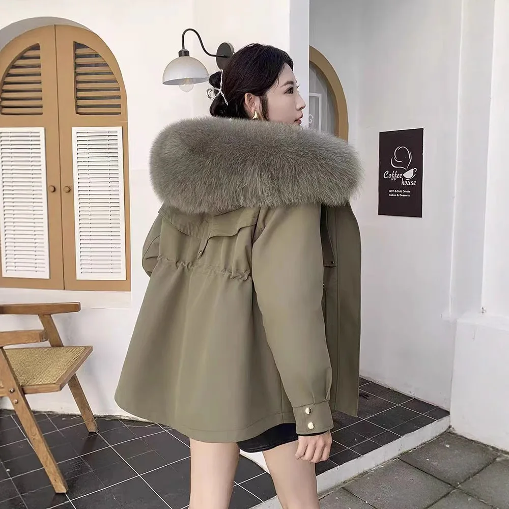 سترة نسائية شتوية من فراء الثعلب، معطف داخلي من الفرو الحقيقي والعشب قابل للفصل، موديل شاب سترة فضفاضة طراز 2025 جديد #2