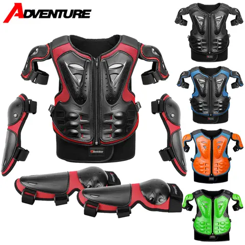 Kid's Motorcycle Armor Vest Protection Motocross Body Armor Jacket Protective Armors Riding Kneepads Moto Full Armor Children