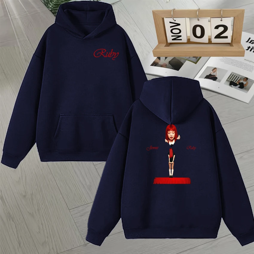 JENNIE Ruby Hoodie 2025 Album Double Sided Print Sweatshirt Korean Fashion Fleece Loose Pullover Men Women  Autumn Winter Hoodie