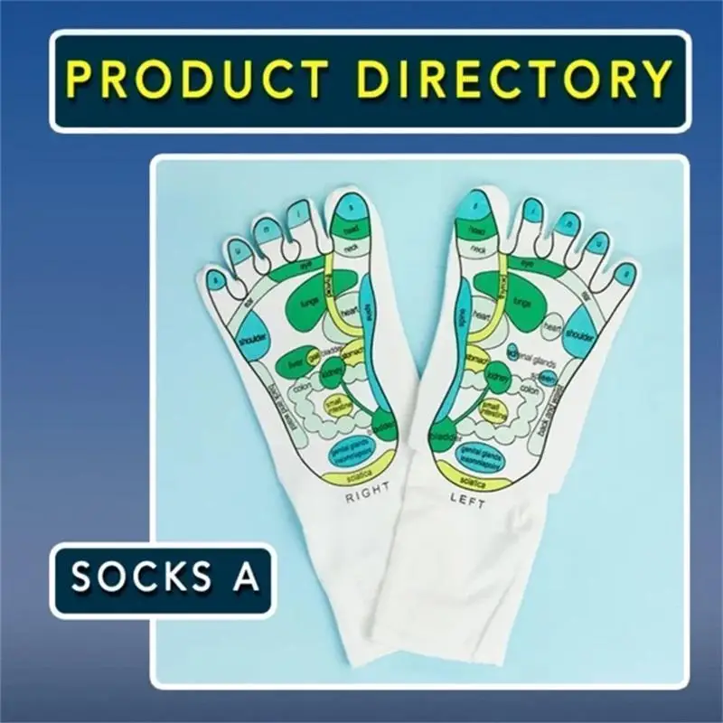 New Hot Sale Acupressure Reflexology Socks Foot Massage Relieve Tired Feet Diagram Acupoint With Stick Full English Illustration