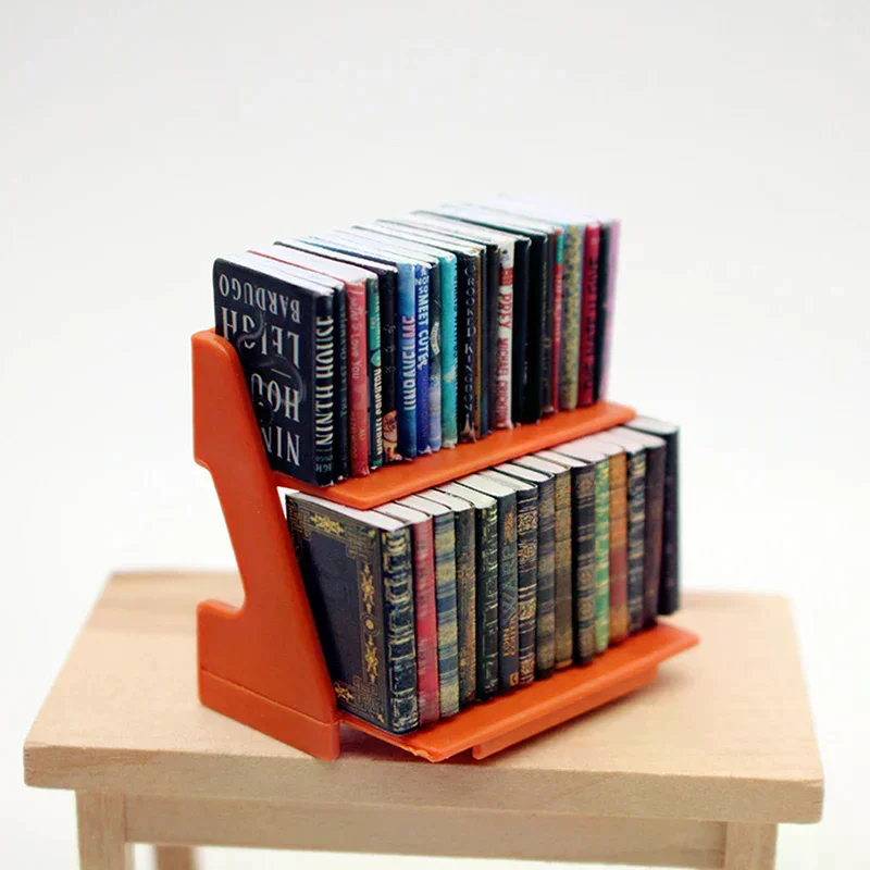 /GJ/1:12 Dollhouse Simulation Mini Books Bookcase Bookshelf Model Dollhouse Study Room Decoration Dolls House Accessories