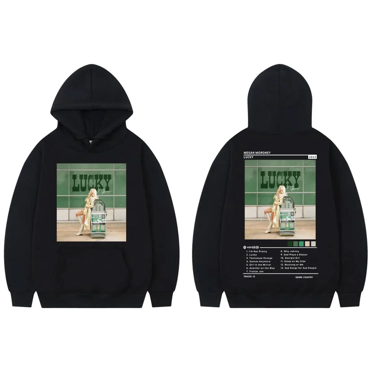 

Singer Megan Moroney Music Album Lucky Graphic Hoodie Fashion Aesthetic Hooded Sweatshirts Men Women Casual Oversized Pullovers