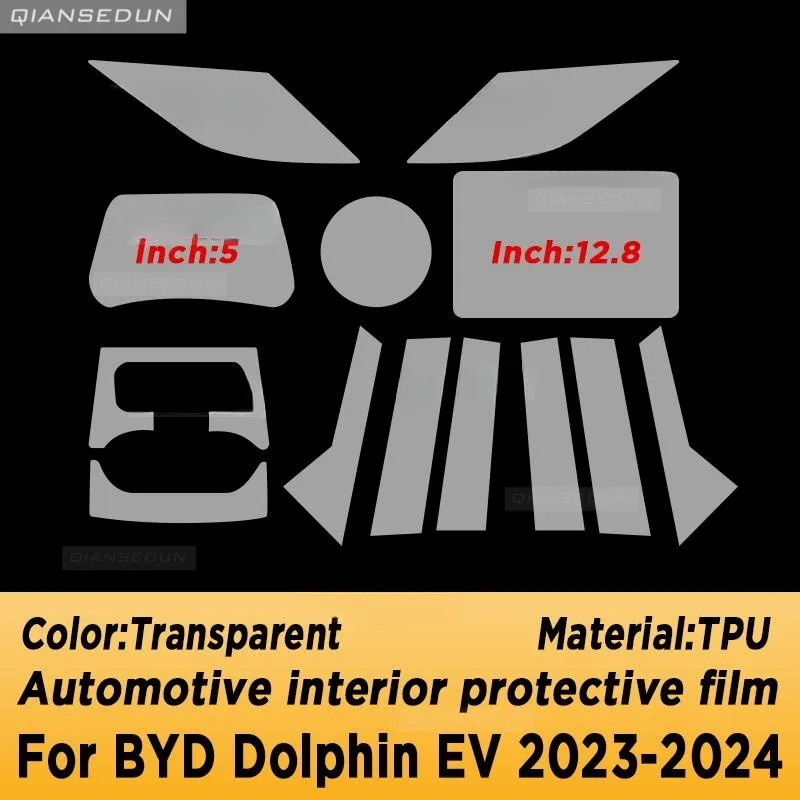 Película protectora Interior automotriz, cubierta antiarañazos para BYD Dolphin EV Electric 2023 2024, Panel de caja de cambios, pantalla de navegación