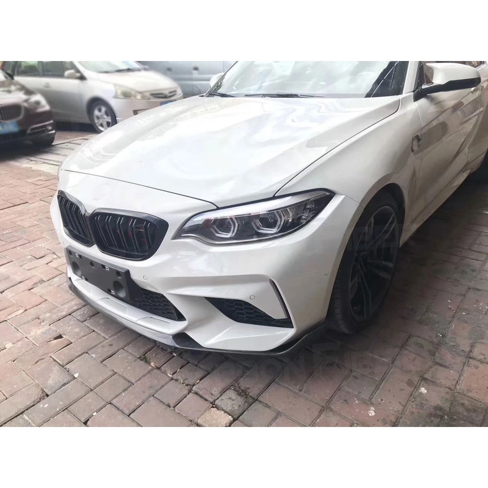 ألياف الكربون الجافة الجبهة الشفاه الذقن المفسد المئزر لسيارات BMW F87 M2C M2 المنافسة 2018 - 2019 MP نمط واقي حماية سيارة التصميم