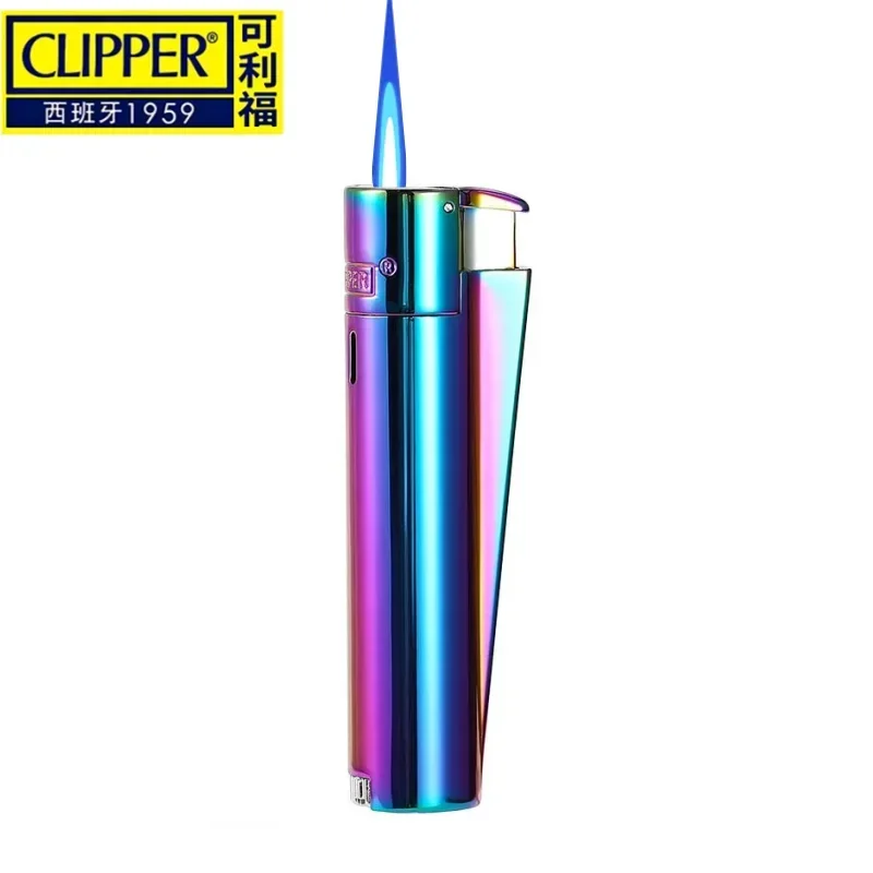 Clipper cigarette Lighter Windproof Straight Jet Blue Flame Lighter Flame Outlet With Dust Cap Butane Torch Lighter Men Gadget