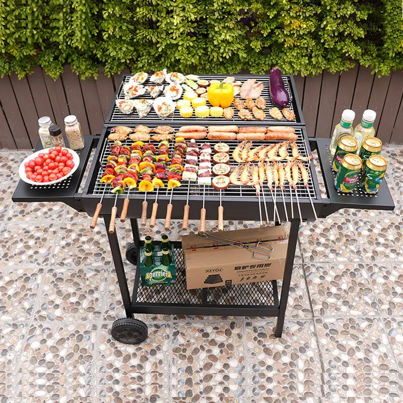 

Large double-sided folding barbecue grill, courtyard barbecue grill, camping outdoor barbecue grill, campsite barbecue stand