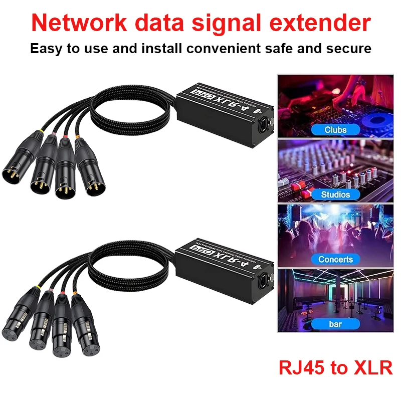 Audio 4 Channel XLR 3 Pin Multi Network Breakout for Stage Sound Lighting and Recording Studio,RJ45 to XLR