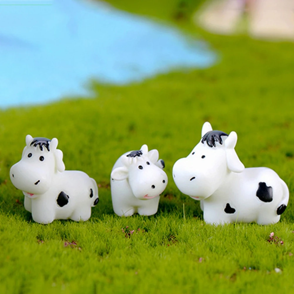 Milk Cow Model Dairy Cattle Home Decor DIY Accessories Fairy Garden Ornaments Micro Landscape Miniatures Figurines