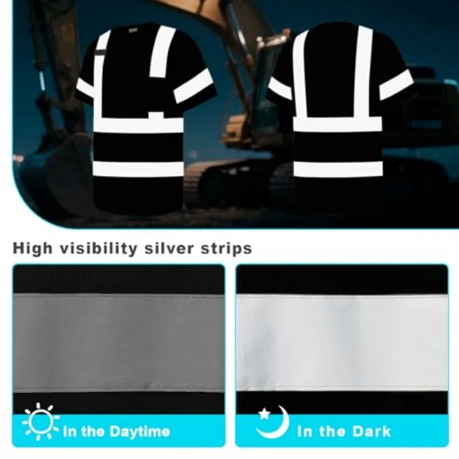 Hi Vis Shirts for Men and Women, Short Sleeve Class 3 High Visibility Safety Shirts with Reflective Strips, X- 1pc