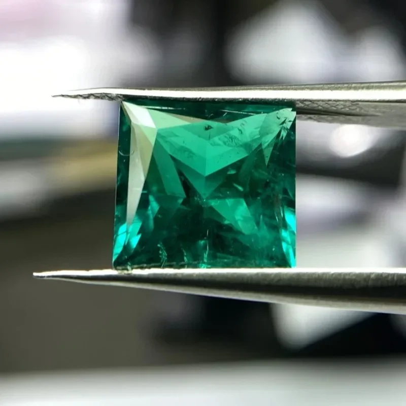 

Lab Grown Colombia Emerald Princess Cut Green Color Charm Stones for Diy Jewelry Pendant Ring Making Selectable AGL Certificate