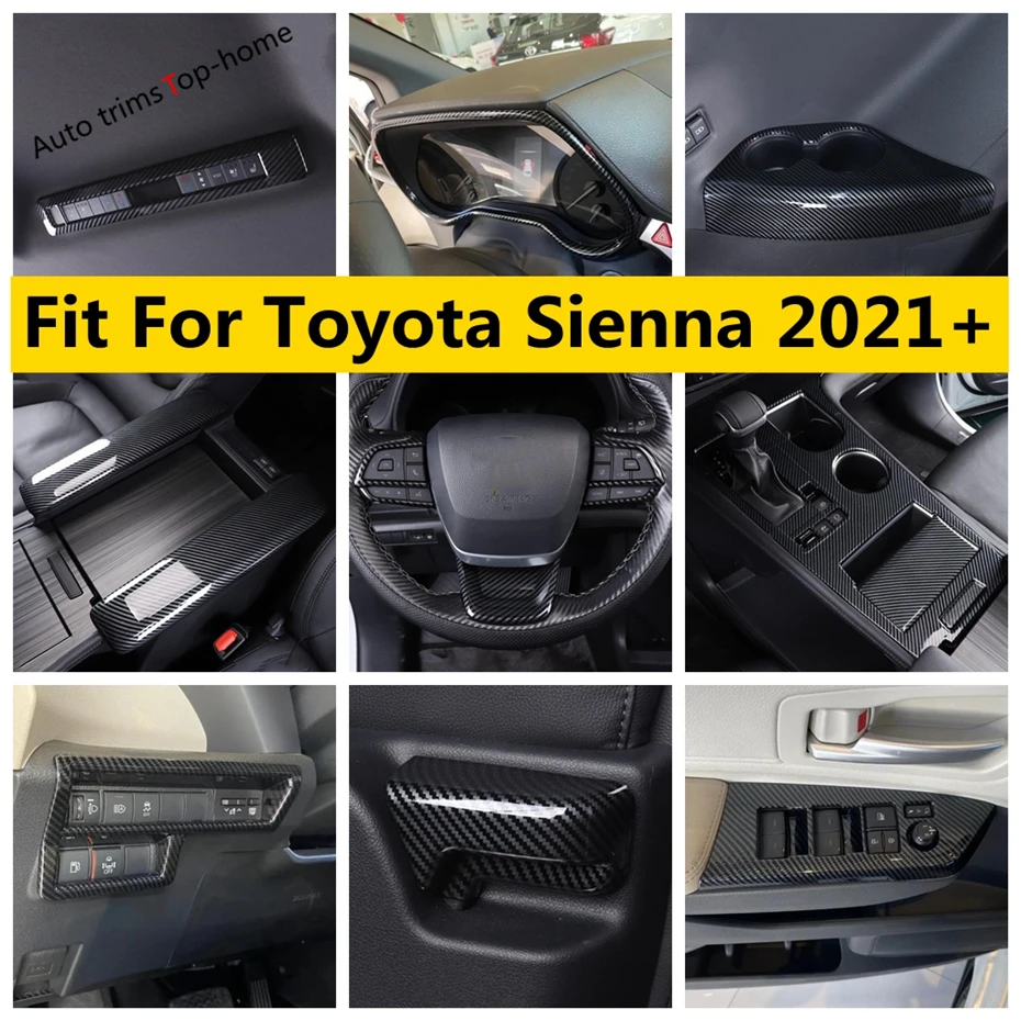 

Dashboard Frame Gear Shift Panel Door Handle Bowl Water Cup Window Lift Cover Trim For Toyota Sienna 2021 - 2023 Car Accessories