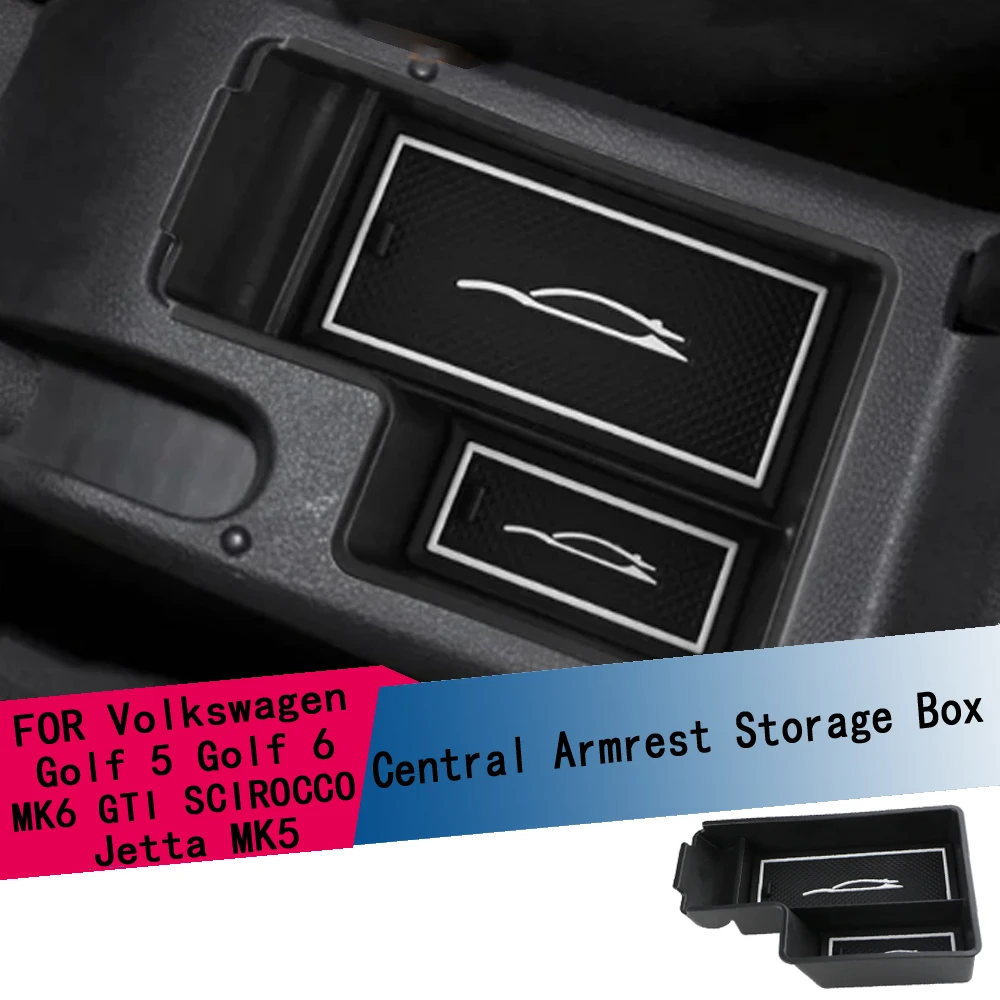 

For Volkswagen VW Golf 6 MK6 R20 GTI Sirocco Jetta MK5 GTI MK5 Central Organizer Containers Tray Armrest Storage Box Accessories