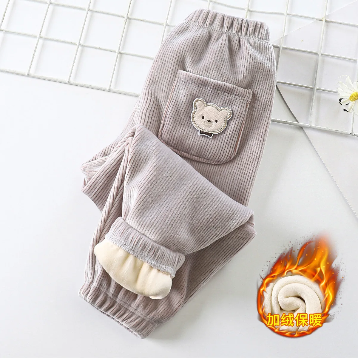 Autumn Winter Baby Boys Pants Keep Warm Fashion Cute Bear Girls Trousers Christmas Birthday Gift 1 2 3 4 5 6 Years Kids Clothes