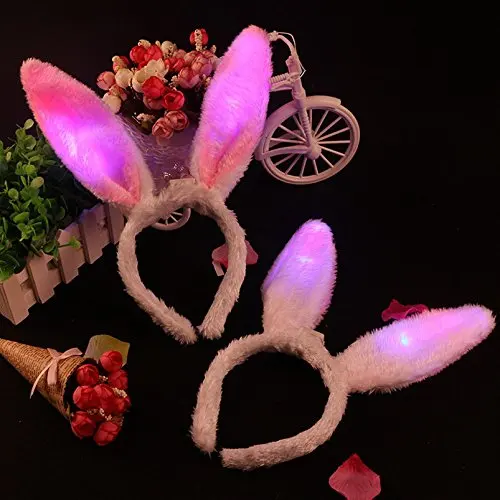Plüsch Leuchtender Hasenohren-Haarreif Bunny-Ohren Stirnband für Themenpartys Bühnenauftritte Oster-Cosplay-Kostüm