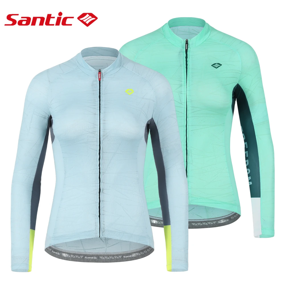 Santic Cycling Jersey Women Summer Quick-dry Long Sleeve Road Bike Tops Outdoor Breathable Mountain Road Riding Bicycle Clothing